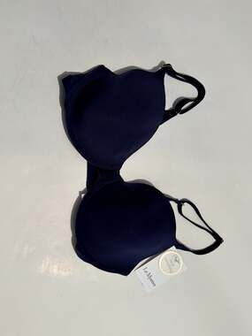Le Mystère Second Skin Back Smoothing Bra, Size 32D/E, Navy Blue